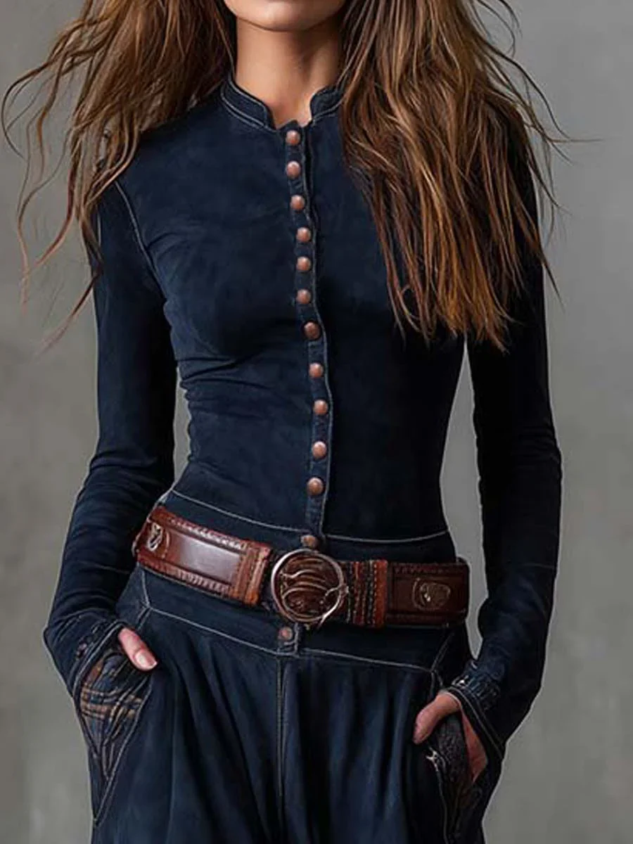 Marina ❘ Vestido largo vintage de ante a cuadros