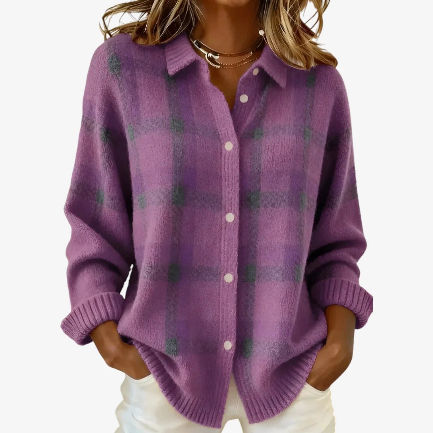 Elena™ Camisa suave de algodon multicolor